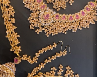 Bridal  Gold Plated  Set / Indian Pakistani Bridal Shaadi Jewelry/ Bollywood Wedding