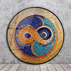 Infinity Symbol Glass Wall Art-Round Ancient Mosaic-Modern Art-Round Glass Wall Art-Home Decoration infinity Interior Design Wall Hangings