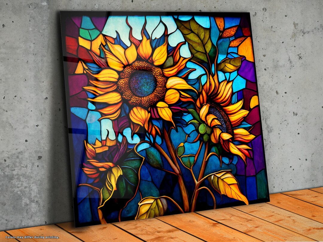 Large Glass Wall Art Stained Sunflower Glass Wall Art Stained Glass Art