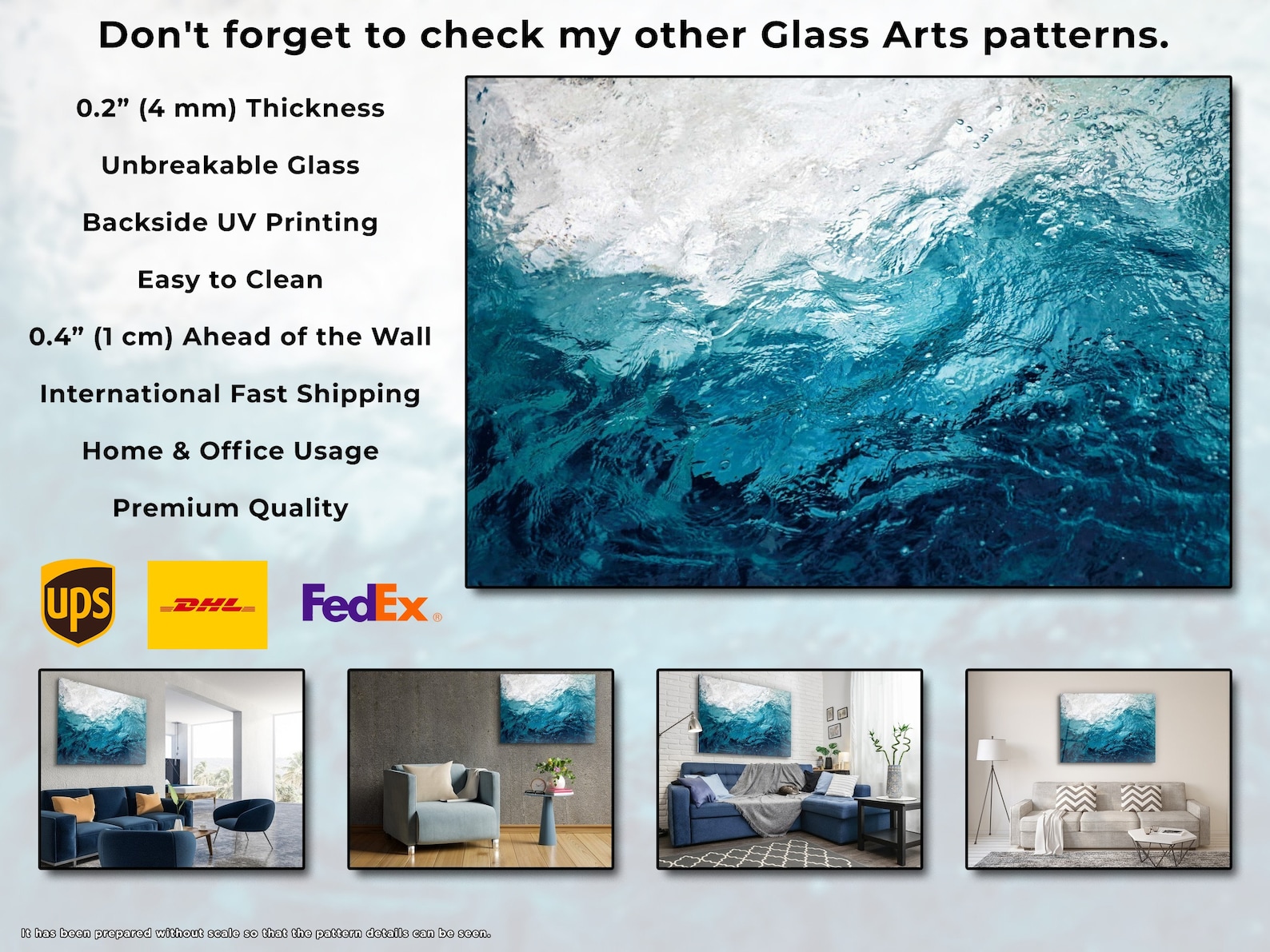 Glass Wall Art Ocean Tempered Glass Art Sea Wave Wall Hanging Etsy