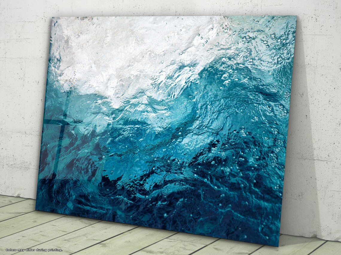 Glass Wall Art Ocean Tempered Glass Art Sea Wave Wall Hanging Etsy