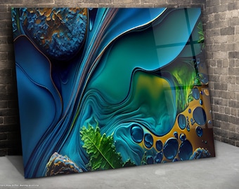 Abstract Glass Wall Art: Panoramic Tempered Glass Print