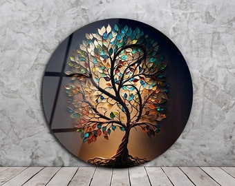 Tempered Glass Wall Art-Mega Size-Stained Wall Art-Tree of Life Wall Decor-Glass Printing-Large Wall Art-Wall Hangings-Stained Window Decor