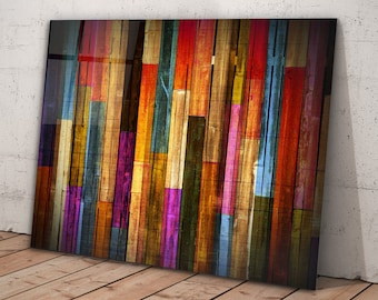 Glass Wall Art Colorful Wood Glass Large Wall Art Glass UV Printing Glass Wall Decor Print Stepdad Gift Stepmom Gift