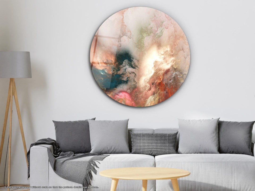 Abstract Glass Wall Art-round Wall Decor Art-abstract Round Decor-tempered Glass Art-round Wall ...