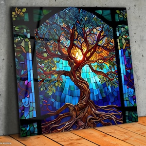 Art Deco Tree of Life Tempered Glass Wall Art