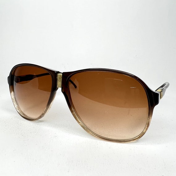 Vintage Pierre Cardin Brown Aviator Sunglasses Or… - image 1