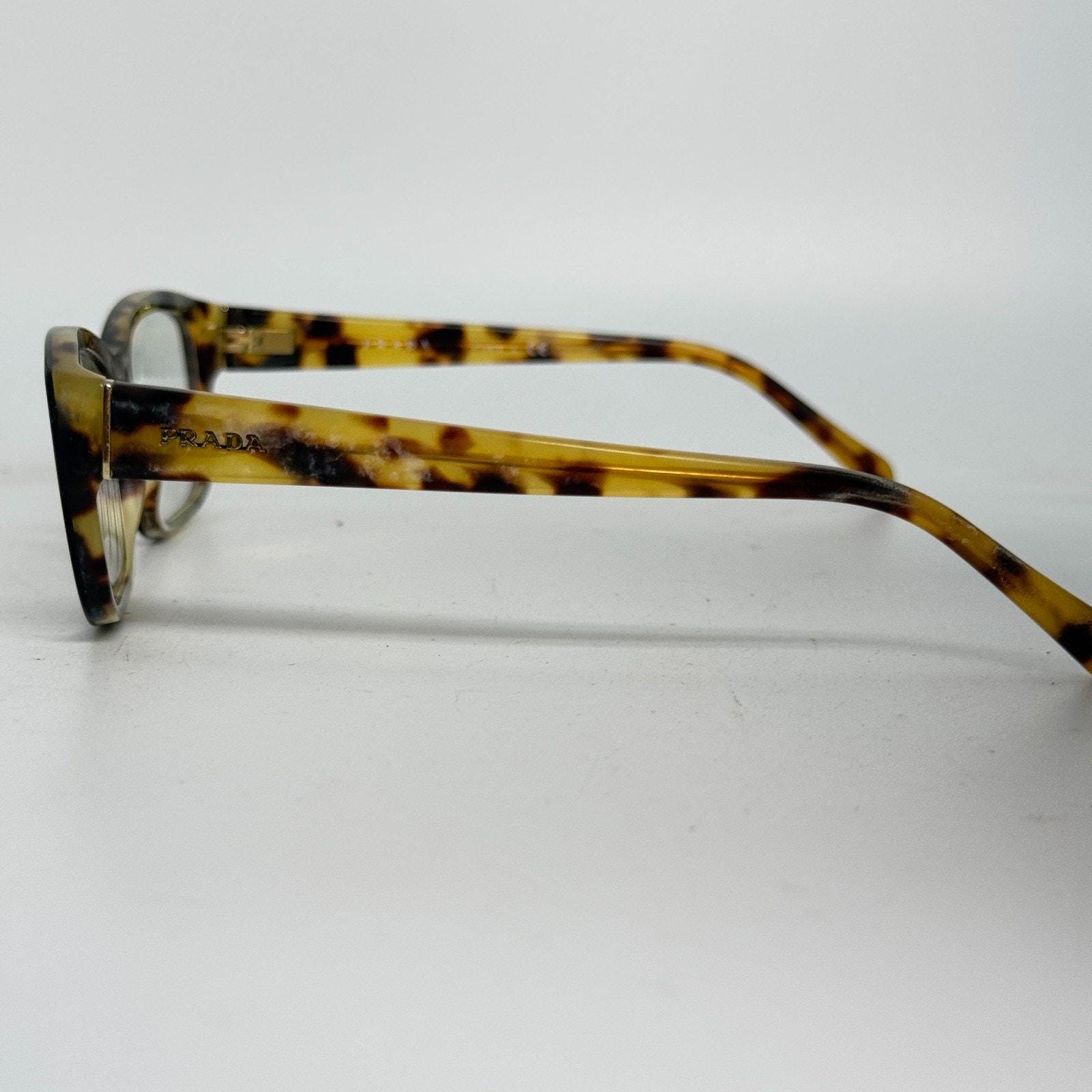 PRADA VPR18O BF4 Tortoise Rectangular Eyeglasses 52-18 135 Case Box Cloth Prada Brown Gold Clear Rectangular Glasses Italy VPR180 BF4  main image 3