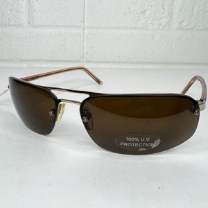 Zero Sunglasses 3007 C5 Brown Rectangular Frames with Green Lens H1735