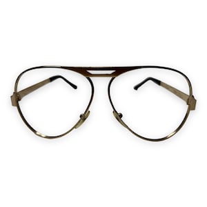 Aviator Unbranded Unknown Eyeglasses Frames Gold Square Full Rim 56-20 H3149