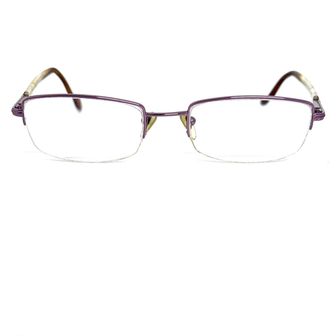 Moschino Eyeglasses Frame Purple Half Rim Metal H17895 - Etsy display picture 2