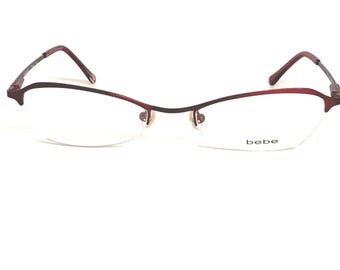 Oprawki okularów Bebe Very Berry Purple Semi Rimless 52-18-140 Cat Eye damskie