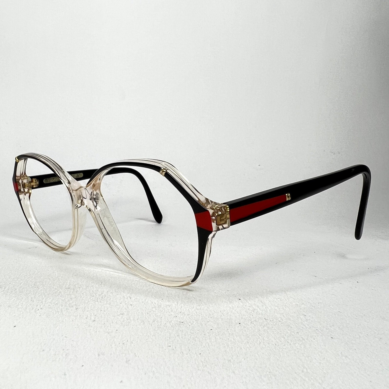 Vintage L'amy 4262 Eyeglasses Frames Black Red Full Rim 57