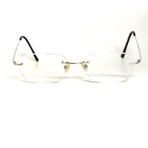 Rimless Silver Metal Eyeglass Frames Japan 52-19-150 Rectangular Lenses