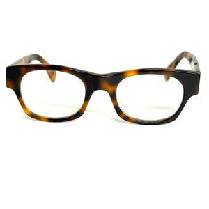 Lunettes de vue City Optix faites main USA en écaille de tortue marron monture rectangulaire
