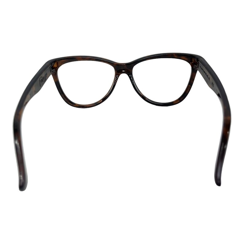 May include: Tortoise shell cat eye glasses with clear lenses.