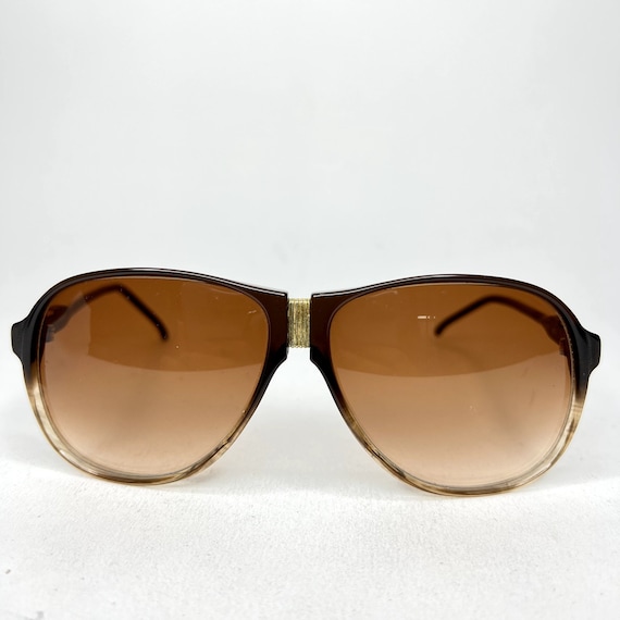 Vintage Pierre Cardin Brown Aviator Sunglasses Or… - image 2