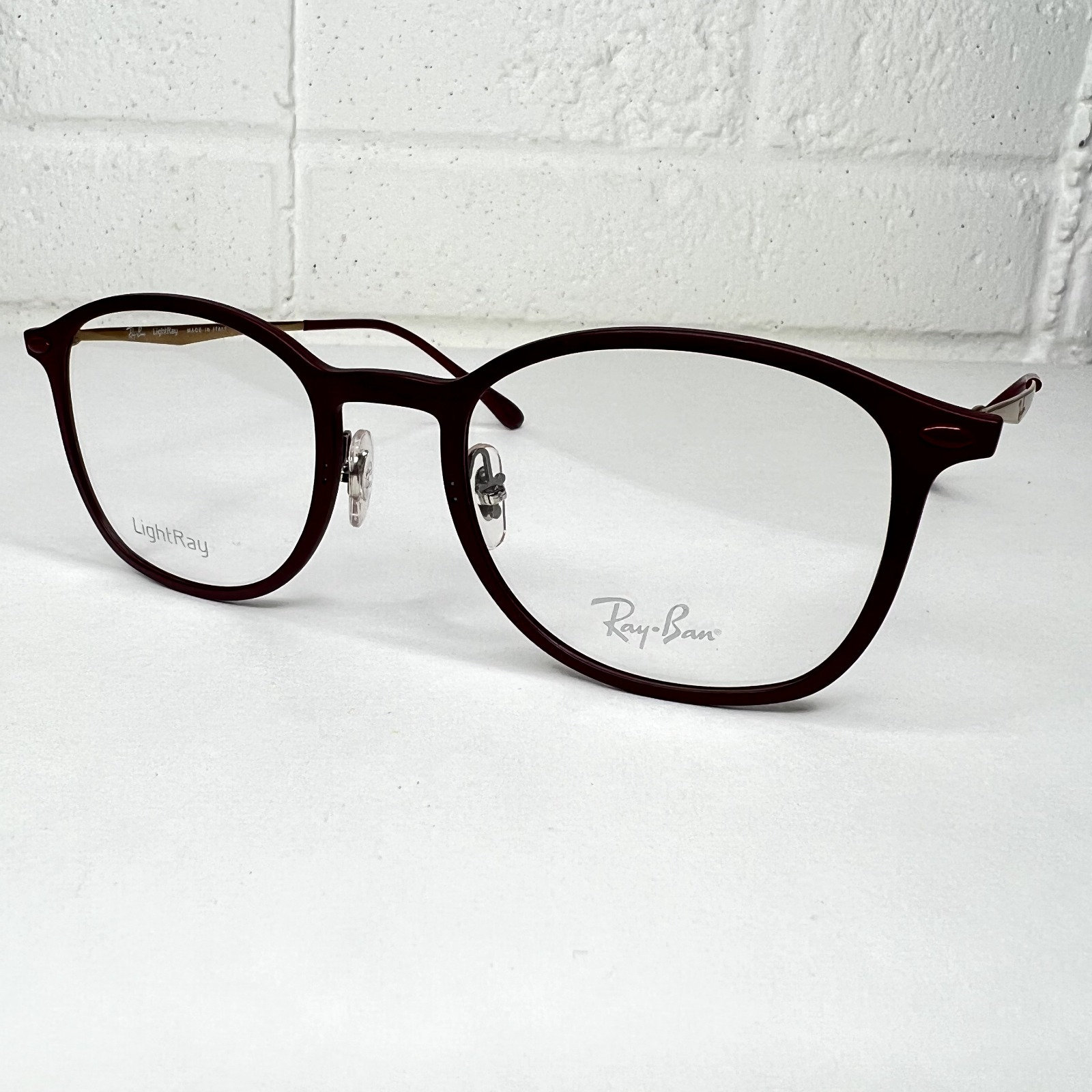 Ray Ban LightRay RB7051 5689 Eyeglasses Red Round Full Rim 49 20 140 827