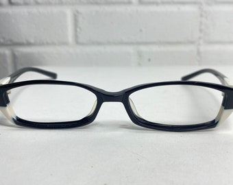 KIO YAMATO-Rectangular Eyeglasses Black and White 52-17 146mm H2735