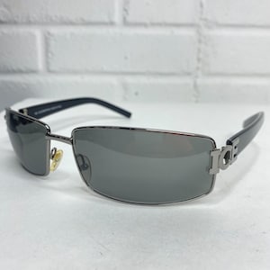 Vintage Iceberg IG 85644 180 Black Silver Ice Logo Black Lens Rectangular h2232