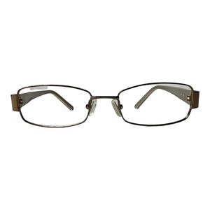 May include: A pair of brown metal frame eyeglasses with clear lenses.