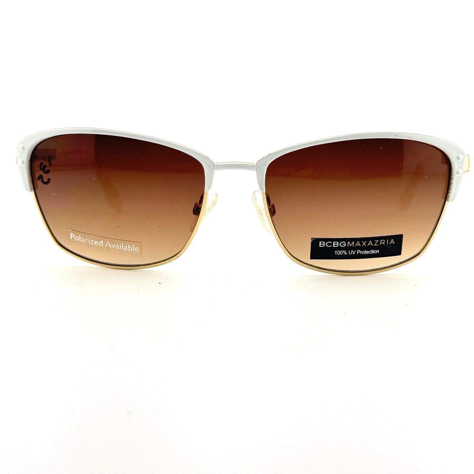 BCBG Maxazria Destiny White Sunglasses Frame Brown Lens Half