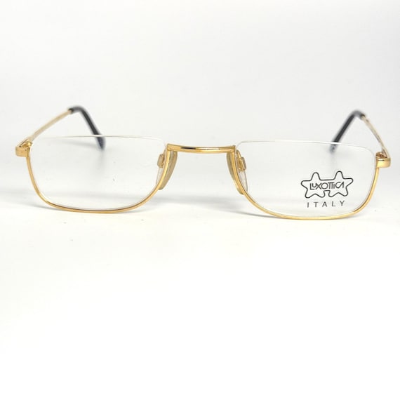 Luxottica Juno Gold Half Rim Eyeglasses Frames Mens Womens Italy 140 GEP