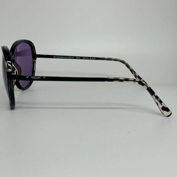 BCBGMAXAZRIA Women\'s Sunglasses B841 Matte Black Purple Lens‎ Leopard Trim 21205 BCBGMAXAZRIA Black Sunglasses for Women | Mercari main image 4