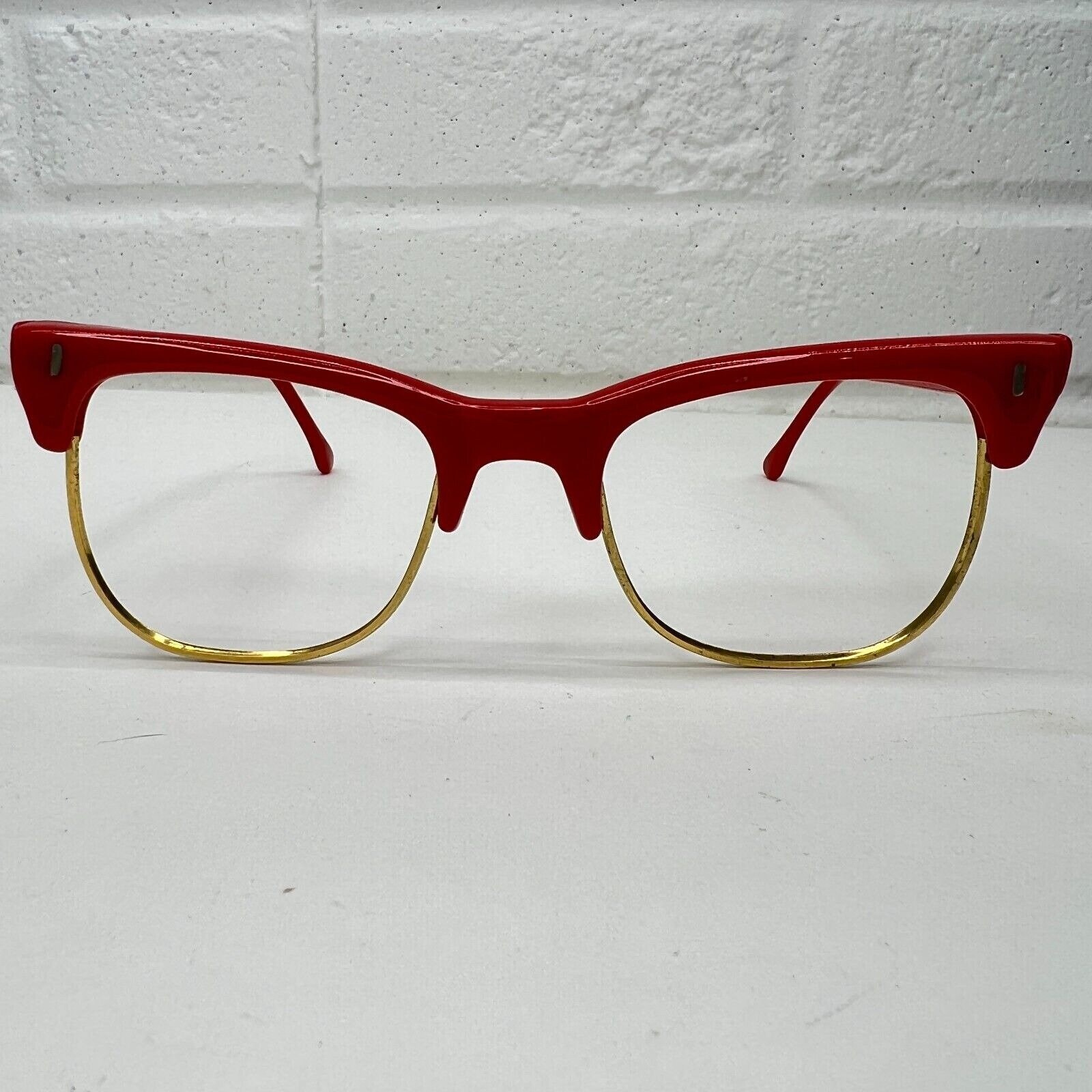 Unbranded Jet 119 Eyeglasses Red Gold Full Rim Cat Eye 51-20 130mm H2809
