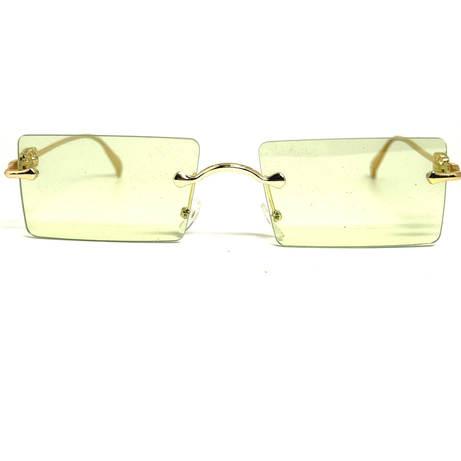 Retro Y2K Semi-Rimless Sunglasses Narrow Gold Frame UV400 Protection P250511140125-Angle-WoC-1.jpg main image 4