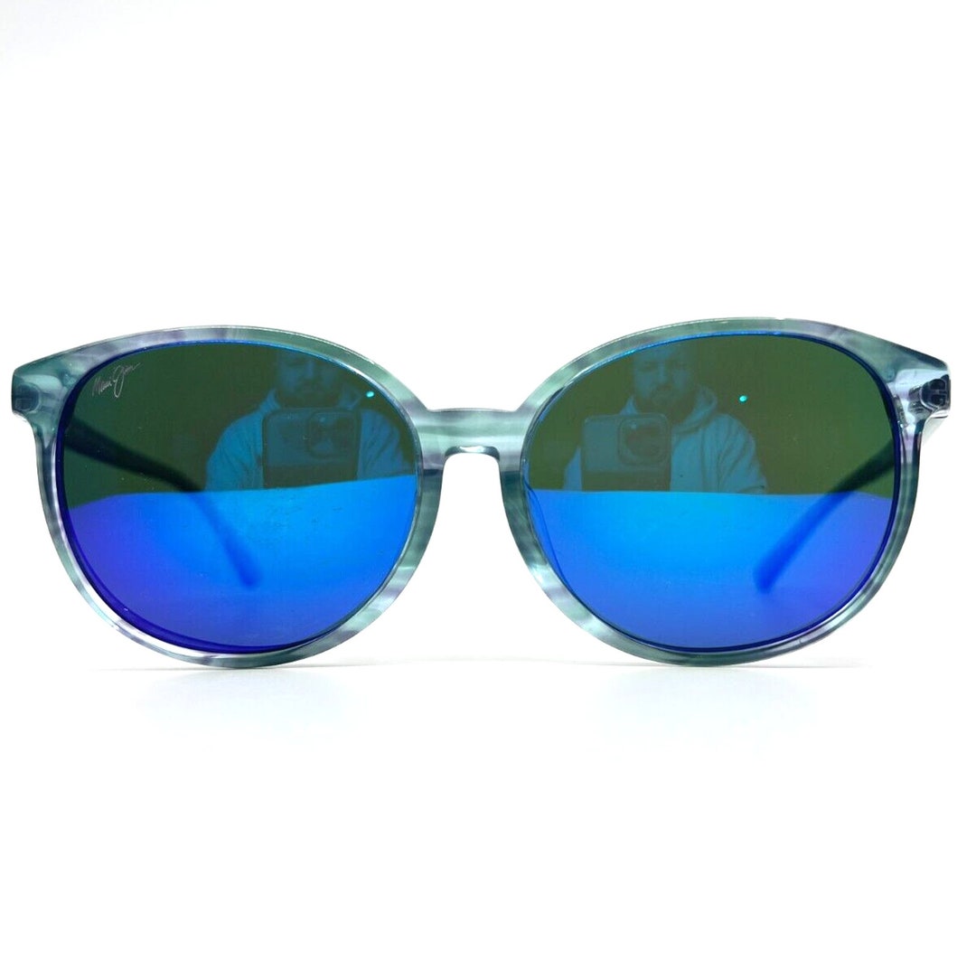 Maui Jim Water Lily Sunglasses MJ79655B Blue Round Womens Etsy