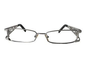 John Richmond JR11104 Eyeglasses Frames Black Silver Rectangular 53-16-130 H5151