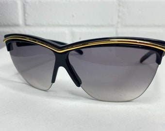 Valentino VA 545 51 Black Plastic Cat-Eye Eyeglasses Half Rim With Gold H2169