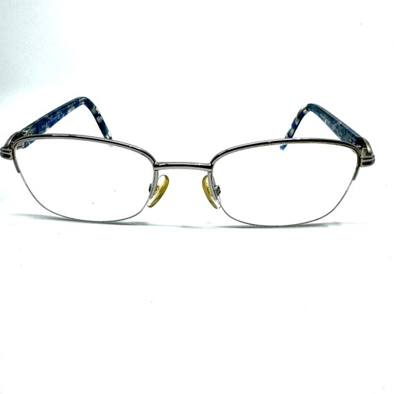 Kirkland Signature Eyeglasses Half Rim Blue Silver 52 19 135 Made in Italy H9800 Etsy
