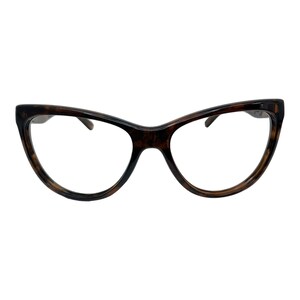 May include: Tortoise shell cat eye glasses with clear lenses.