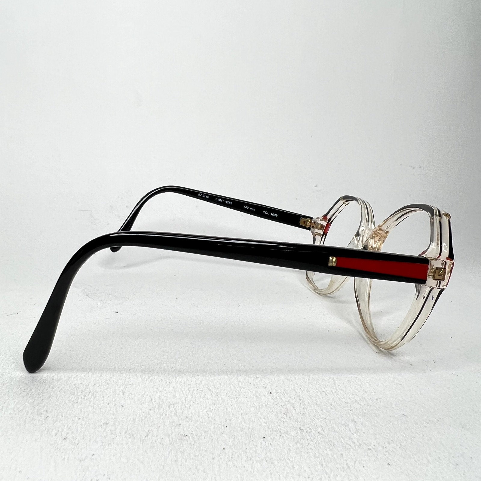 Vintage L'amy 4262 Eyeglasses Frames Black Red Full Rim 57