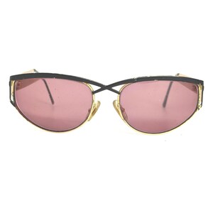 Laura Biagiotti Vintage Sunglasses Black Gold Cat Eye Pink 