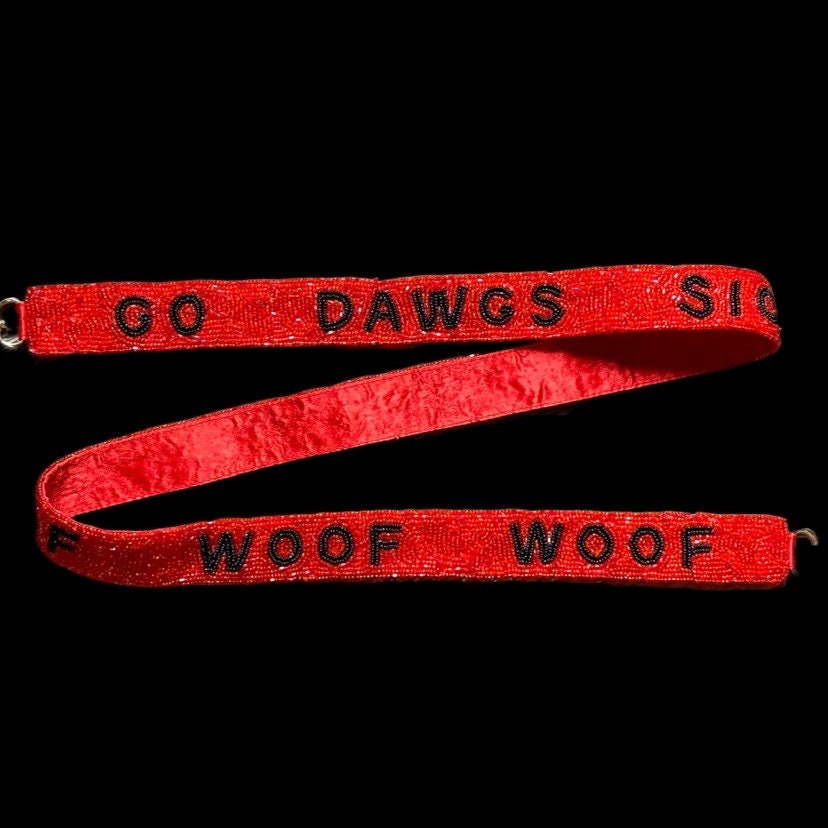 Beaded Purse Strap / Georgia / Woof Sic em Bulldog / Red Black