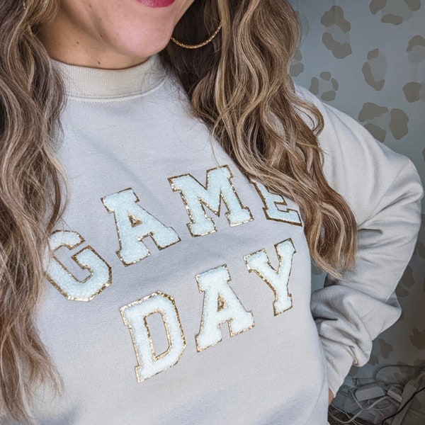 Custom Sweatshirt - Game Day, Mama, Wife, Wifey, Salty - Varsity Chenille Letters