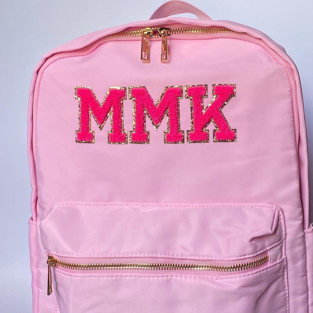 Pink Nylon Backpack With FREE Letter Patches and Free Shipping Etsy