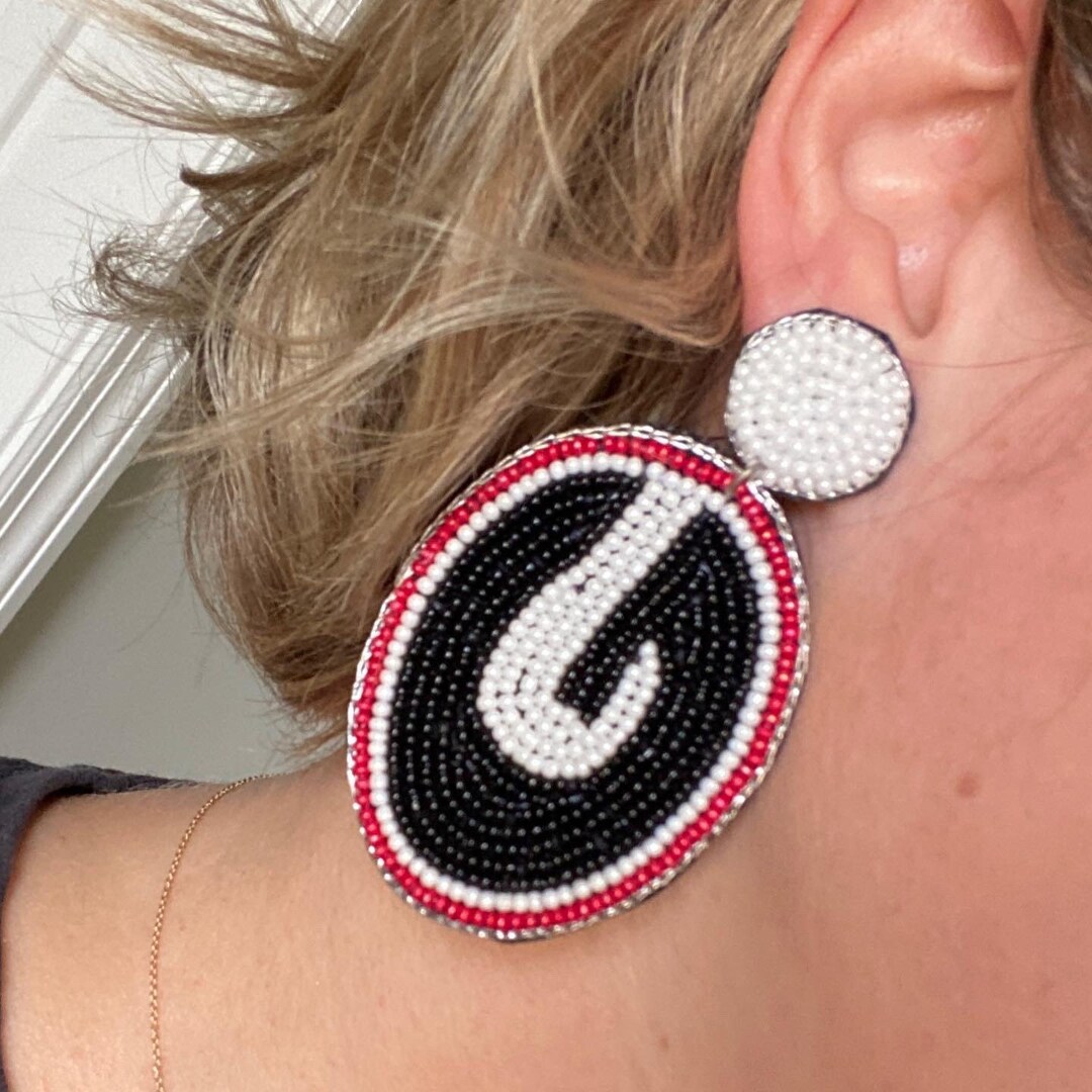 G Beaded Earrings for UGA Football Games Etsy