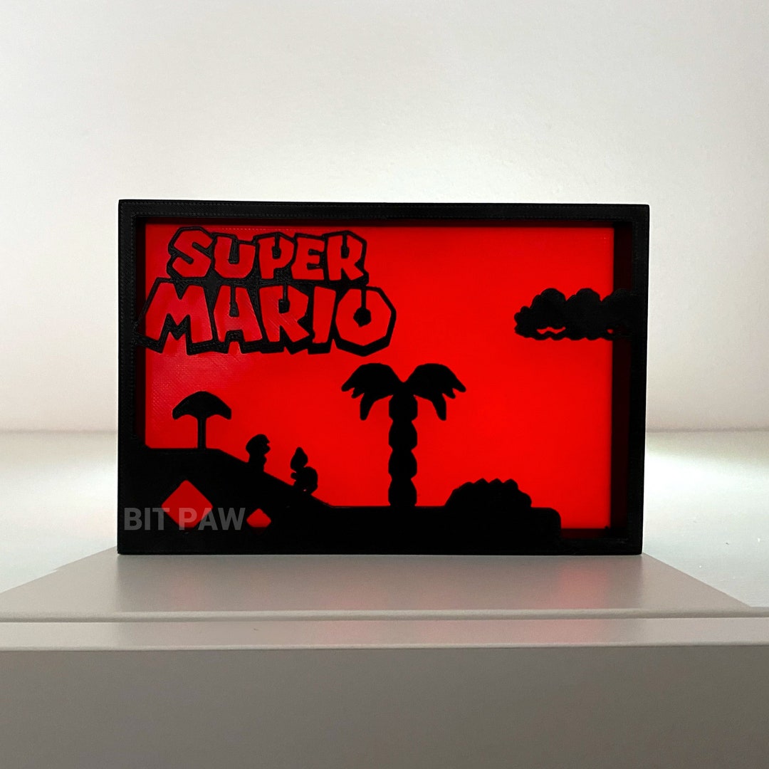 Super Mario Frame Light Box 3d Silhouette Art Etsy