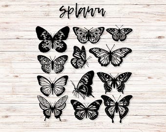 Butterfly Outline PNG Clipart, Stencil Design (Digital Download)