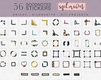 56 frame and divider planner stickers for GoodNotes, digital planner stickers for goodnotes, frame sticker, divider sticker, digital