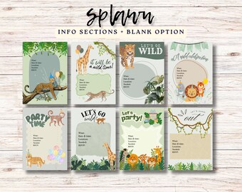 Wild One Birthday Invitation Bundle | Jungle Birthday Invitations | Safari Party Invite Set | Editable Birthday Invite | Animal Party Prints
