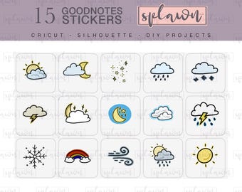 15 weather stickers for GoodNotes, goodnotes planner stickers,digital planner stickers,weather planner stickers,planner weather stickers
