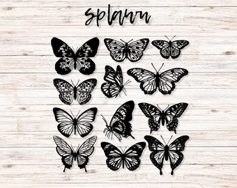 Butterfly Procreate Brush Set, Tattoo Stencils, Digital Stamps