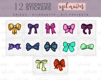 12 bow stickers for GoodNotes, bow planner stickers, digital bows,bows for goodnotes