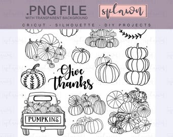 29 Hand drawn fall pieces, pumpkin drawings,pumpkins, .PNG files, for circut/silhouette, commercial use, branding,diy,diy decor,decor,fall