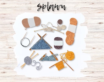 Knitting PNG Bundle | Yarn Clipart | Transparent PNG | Knitting Needles | Crochet Graphics | Junk Journal | Digital Download